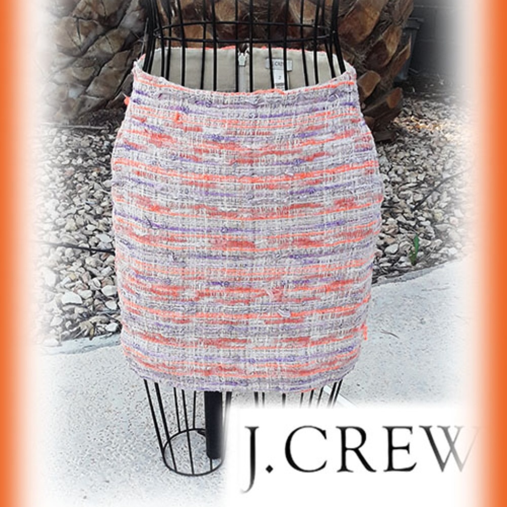 J CREW Cotton Silk Woven Straight Mini Skirt  w/Po